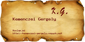 Kemenczei Gergely névjegykártya